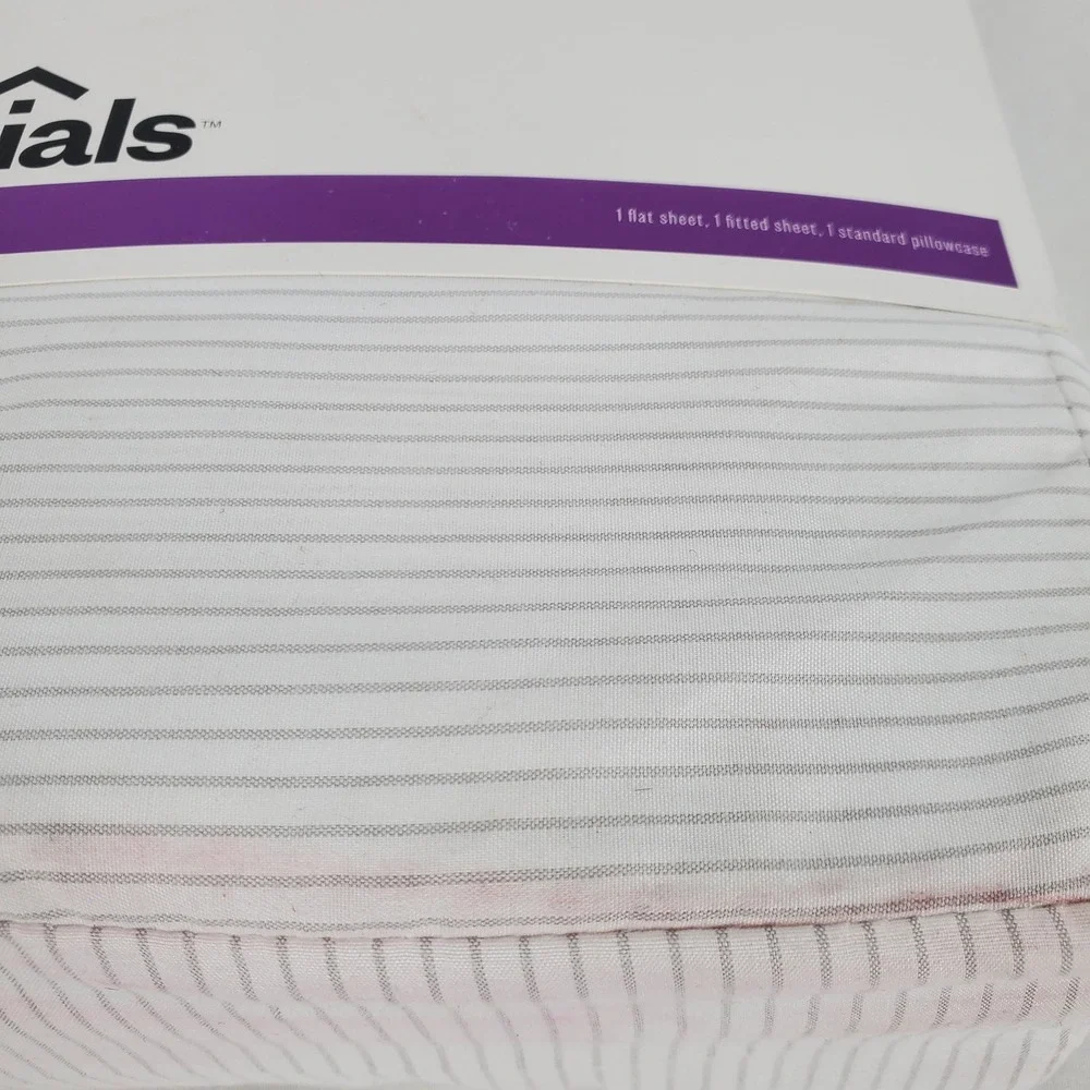 Room Essentials Twin XL Gray Stripe Microfiber Sheet Set 3pc Wrinkle Resistant
